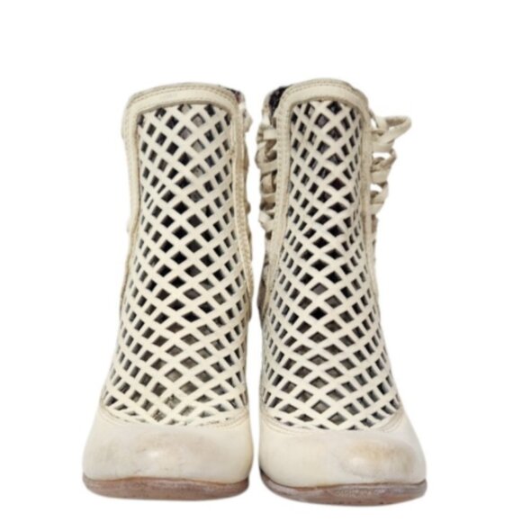 Freebird by Steven Lazor Leather Cutout Lattice Zip Ankle Booties - Picture 4 of 16